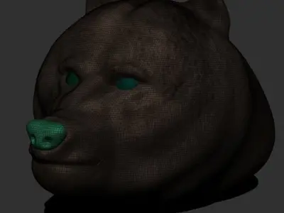 Bear 3D model head with eyes 3D model
