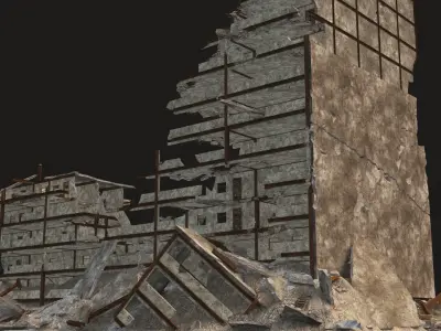 DESTROYED BUILDING 2 Low-poly 3D model