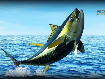 Yellowfin Tuna Fish Low-poly 3D model