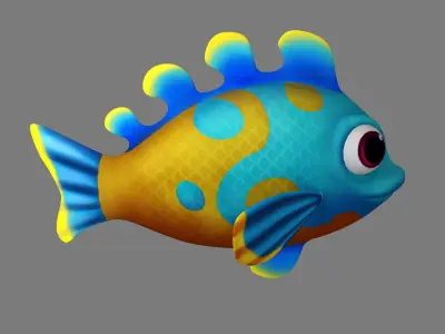 Cartoon Fish02  Rigged Animated 3D model