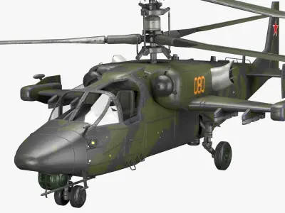 Attack Helicopter KA52 Black Shark Hokum Low-poly 3D model