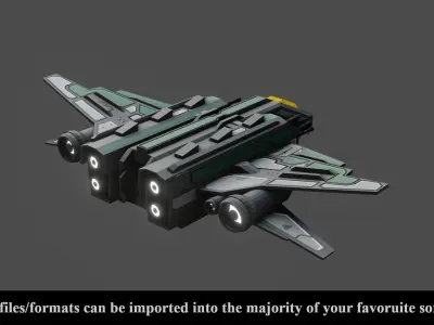 Sci-Fi  Fighter Ship -  Low Poly - Game ready - PBR Low-poly 3D model