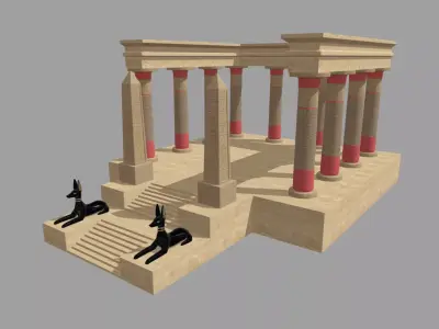 Low Poly Egyptian Temple 01 Low-poly 3D model