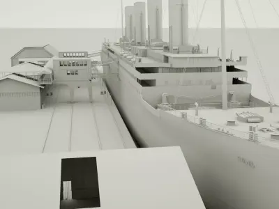 RMS titanic and port movie scene 3D model