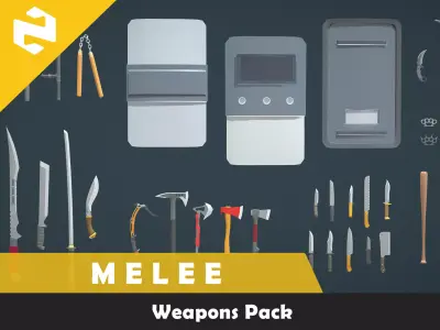Weapons Pack - Melee Weapons Low-poly 3D model
