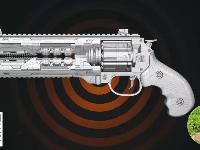 Cyberpunk Energy Revolver Iron Black 3D model