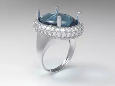 Elegant Oval Citrine Halo Ring 3D Print Model Free 3D print model