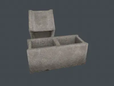Concrete Block PBR Game Ready Low-poly 3D model