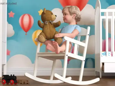 Child with Teddy Bear on Rocking Chair 3D model