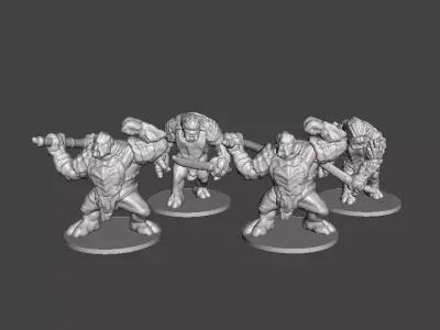 6MM SCALE ARMORED TROLL CHIEFS SET MINIATURE MODELS FANTASY EPIC 3D print model