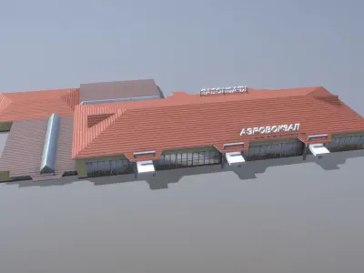 Airport Terminal URKK Terminal Domestic Low-poly 3D model