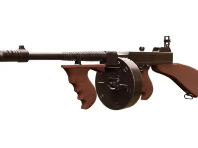 Thompson machine gun Low-poly 3D model