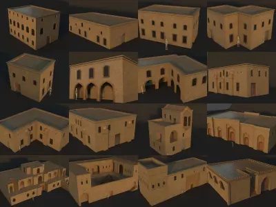 36 Mardin Old Houses Set Buildings 3D model Low-poly 3D model