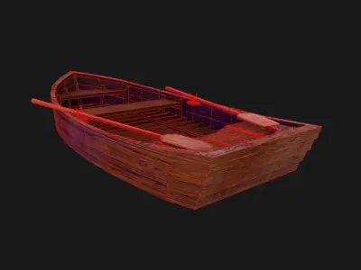 Nordic Rowboat  Low-poly 3D model