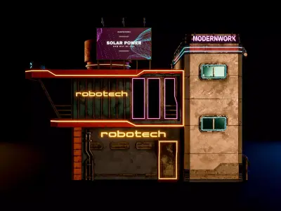 SCIFI CYBERPUNK FUTURISTIC NEON BUILDING 02 Low-poly 3D model