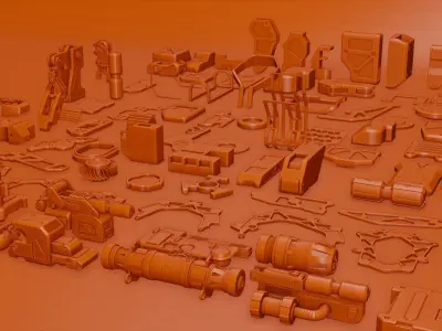 60 Sci Fi kitbash parts-1 3D model