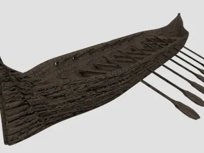 Low Poly Detailed Viking Ship with UHD Textures for Sea Games Low-poly 3D model