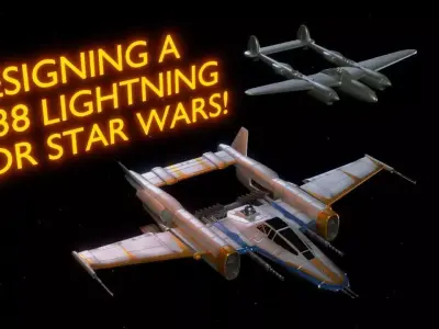 LH-38 LH-Wing - P38 Lightning Inspired Star Wars Fighter Low-poly 3D model