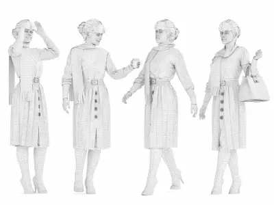 Authentic 3D Old School Teacher Outfit - Vintage Attire Low-poly 3D model