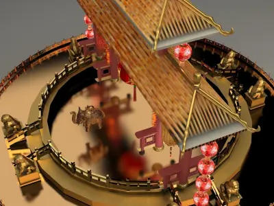 Chinese ancient gate 3D model