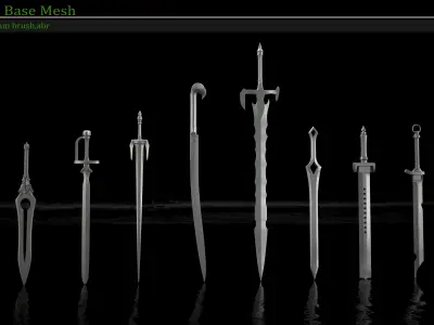  50 Sword Base Mesh Clean UV and IMM brush and ABR brush 3D model