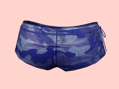 Sexy Blue Army Bikini Low-poly 3D model