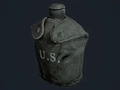Military Canteen Bottle Equipment Gear Game Ready Low-poly 3D model