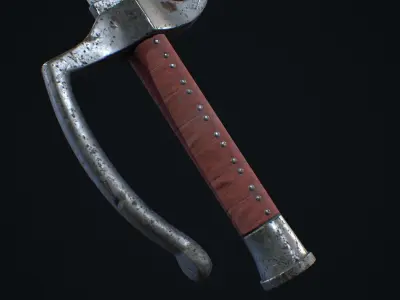 Medieval Weapon Falchion -PBR- Game Ready Low-poly 3D model