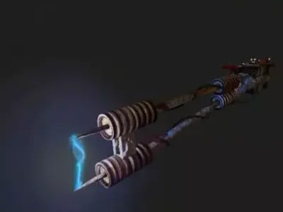Rusty Stun Spear powered by an old car battery Free low-poly 3D model