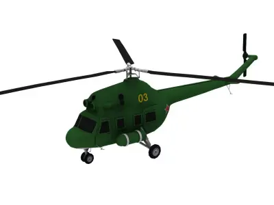 Lowpoly Mi-2 Hoplite Helicopter 3D Model Low-poly 3D model