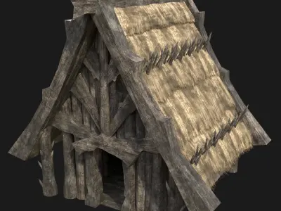 ORC ORCISH BARBARIAN HUNTER CAMP HOUSES TENTS COLLECTION Low-poly 3D model