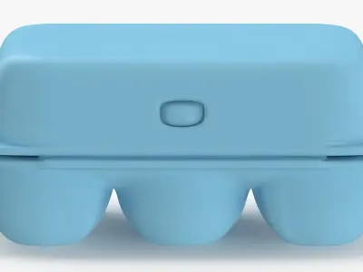 Foam Carton of Eggs 6 with Color Variations Blank and Generic Label 3D model