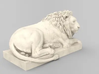 Marble Recumbent Lion 3D Model