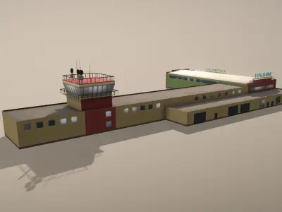 Airport Terminal USMM Terminal Nadym Low-poly 3D model