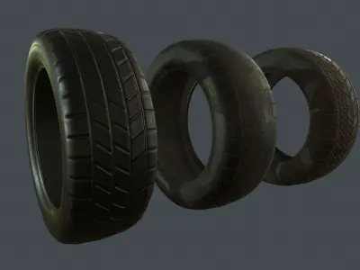 Rubber Tire PBR Game Ready Low-poly 3D model