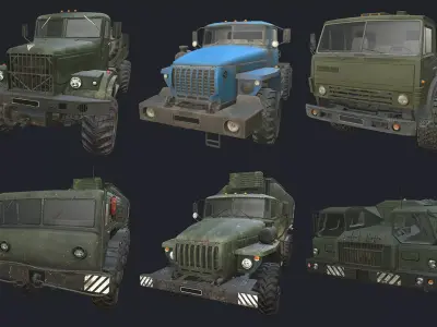Russian Truck Pack Low-poly 3D model
