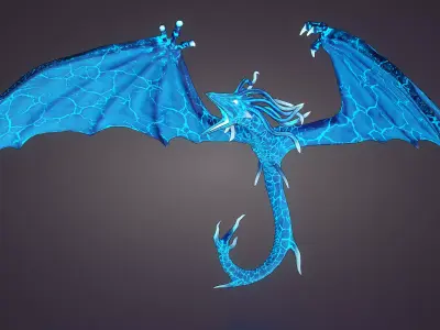 Stylized IceDragon Low-poly 3D model