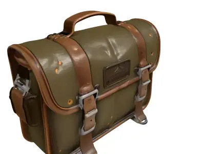 Vintage Military Canvas Satchel Bag 3D model