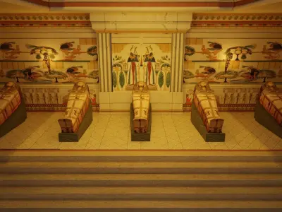 Egypt Mummification 5 Coffin Set Spellbound Coffin Chamber 3D model