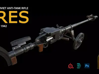 Anti-tank rifle RES Low-poly 3D model