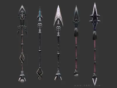 3DRT - fantasy arms Spears Low-poly 3D model