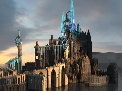 French Fortress Cliffs 3D model