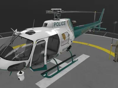 AS-350 Miami Dade Police Animated Low-poly 3D model