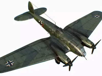 German medium bomber Heinkel He 111 series Low-poly 3D model