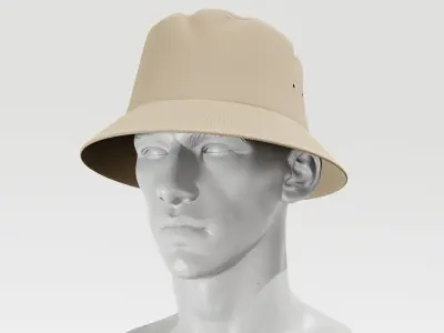 Bucket Hat - Beige PBR 4K Low-poly 3D model