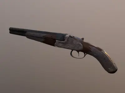 Game Ready Sawed off double barrel Shotgun Low-poly 3D model