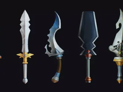 Dagger Edged Weapon Cartoon Medieval Melee Knife Iron Blade Low-poly 3D model