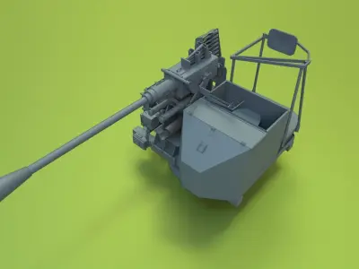 HN Bofors 40mm 1x1 Low-poly 3D model