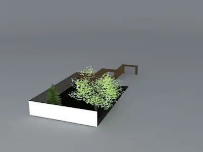 Low maintenance garden with gravel and paving Free 3D model