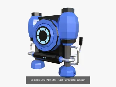 10 Jetpack Low Poly Collection Blue - SciFi Character Design 
